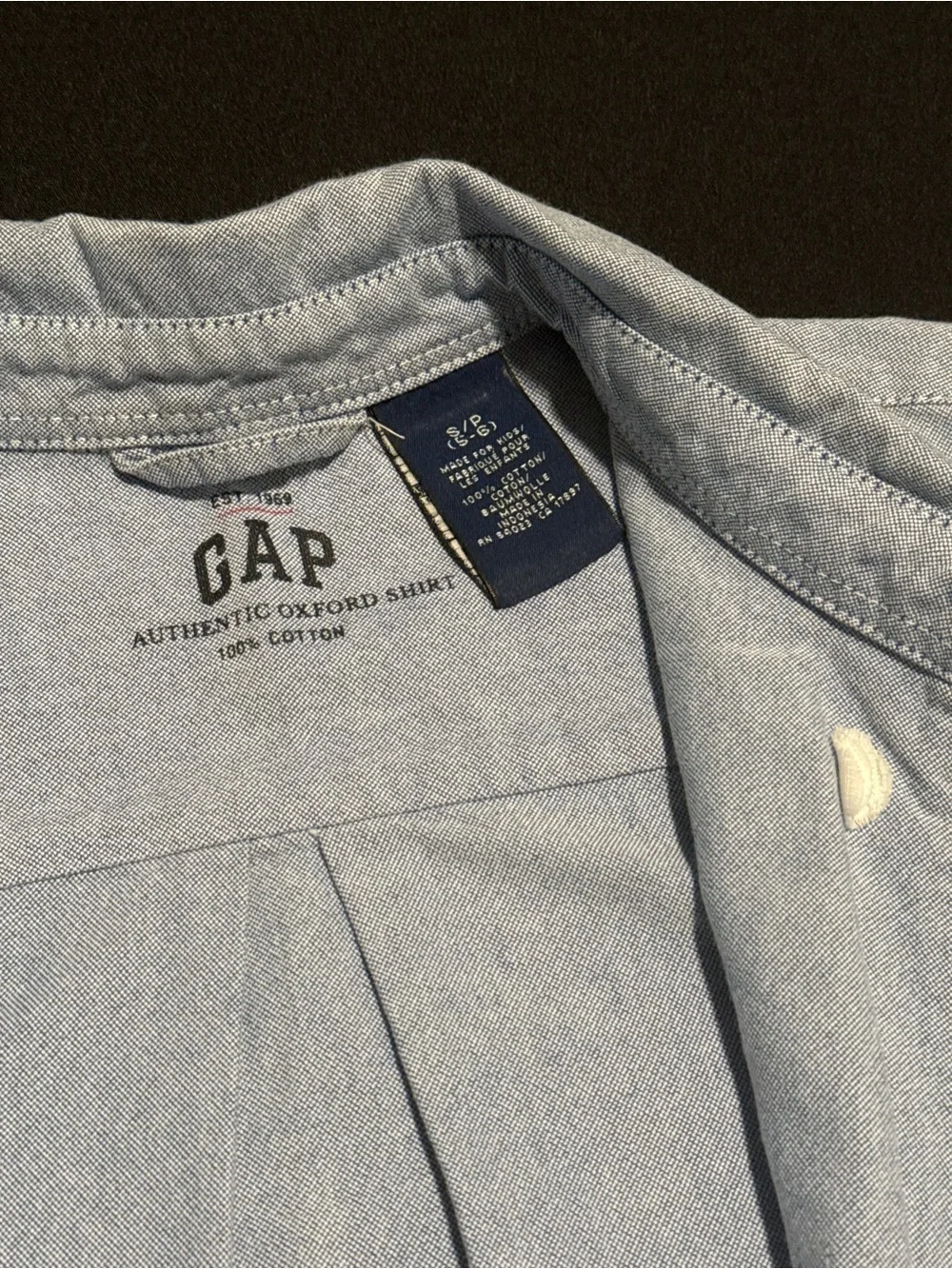 GAP Kids  Light Blue Button-Down Oxford Shirt 5-6, Authentic Oxford